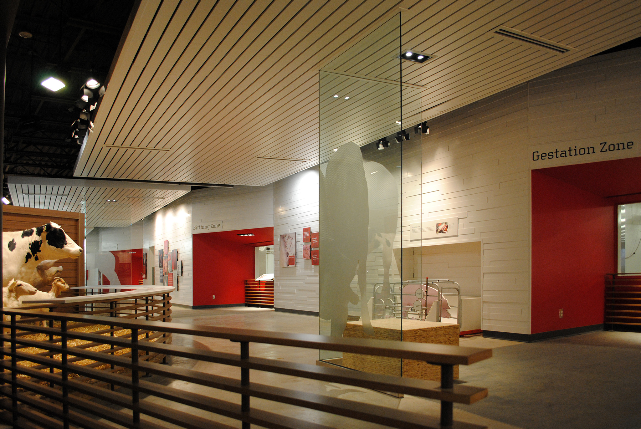 Image of the viewing entrances to the "Gestation Zone" and the "Birthing Zone" of the centre.